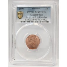 GREAT BRITAIN UK 1997 . TWO 2 PENCE . ERROR . STRUCK ON WORNG PLANCHET